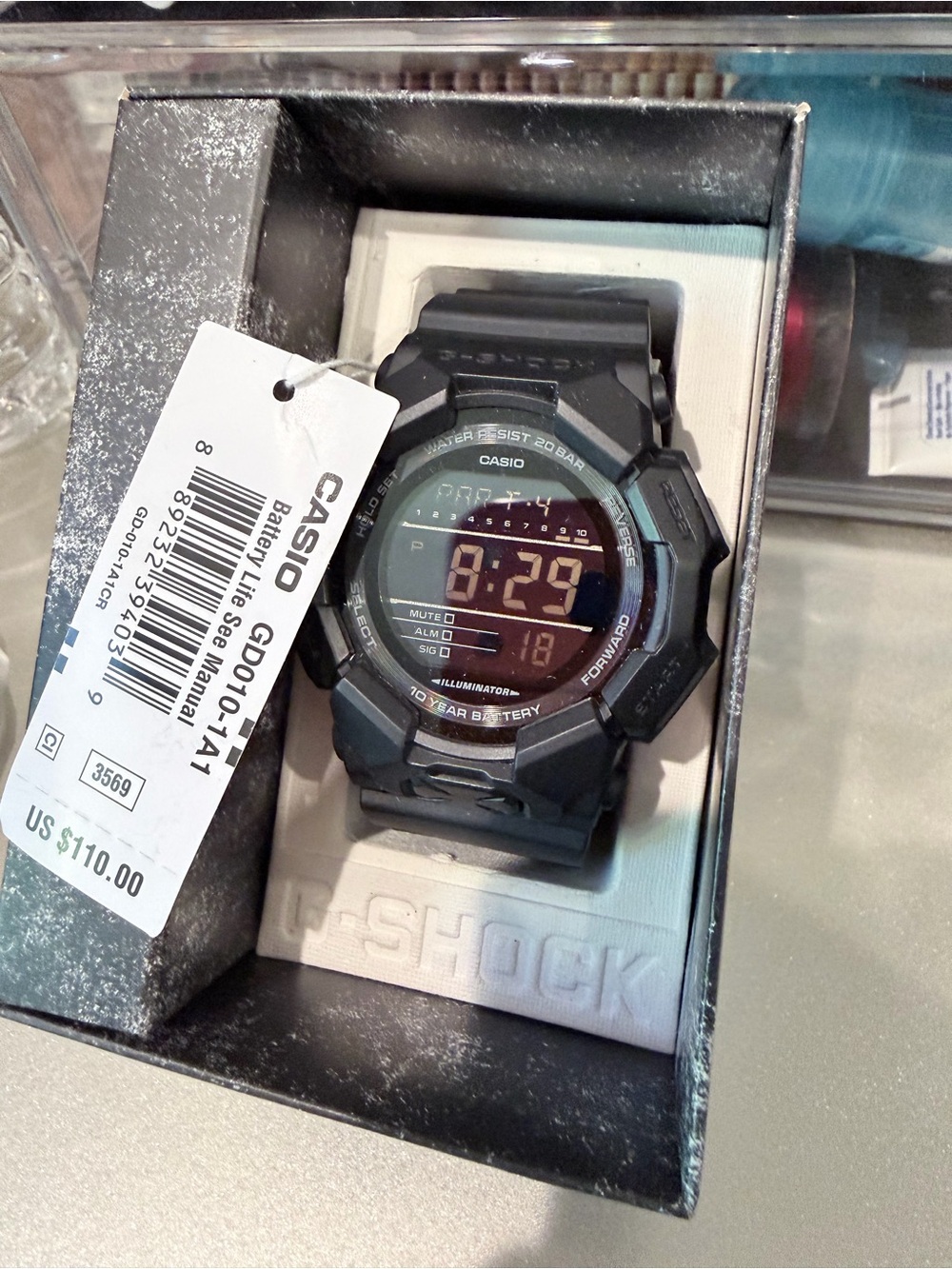 Casio G-Shock GD-010 Black Red Digital Carbon Core Guard Watch